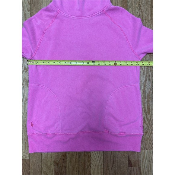 Polo Ralph Lauren Bright Pink Cowlneck Hoodie Sweatshirt Pink Pony - Size Small - Picture 6 of 8